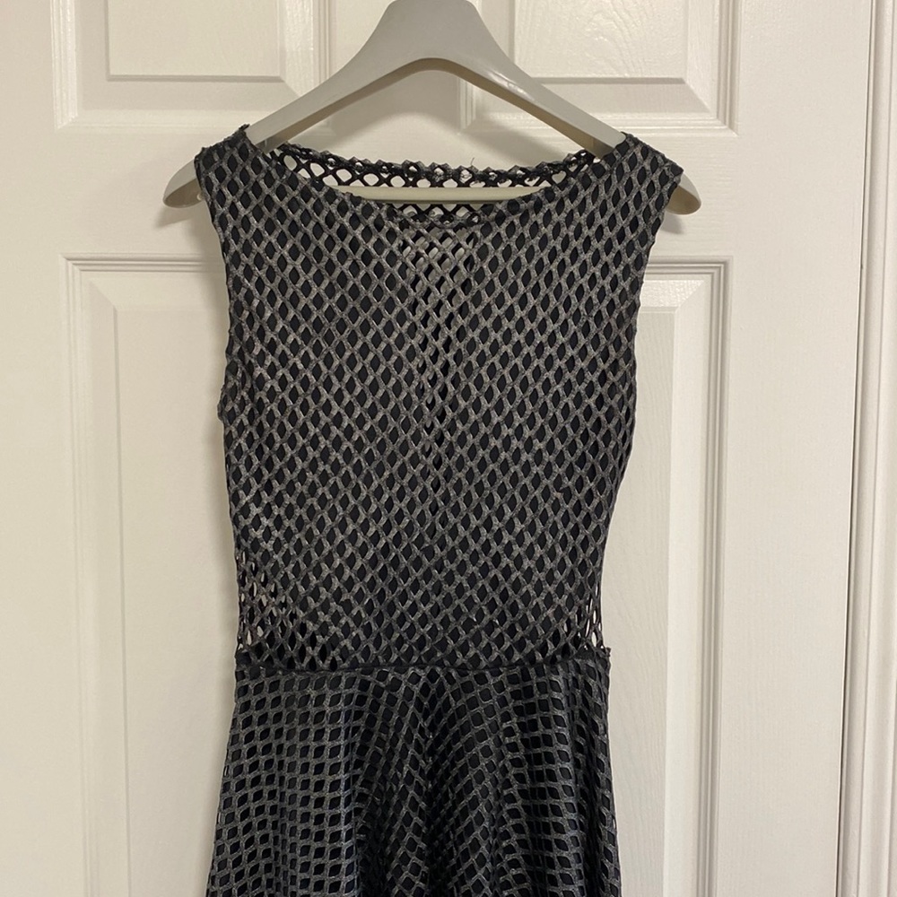 Grey & Black Mesh Skater Dress